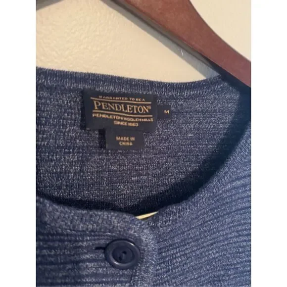 Pendleton Womens Medium Button Cardigan Sweater Cotton Heather Blue Lightweight - Picture 2 of 9